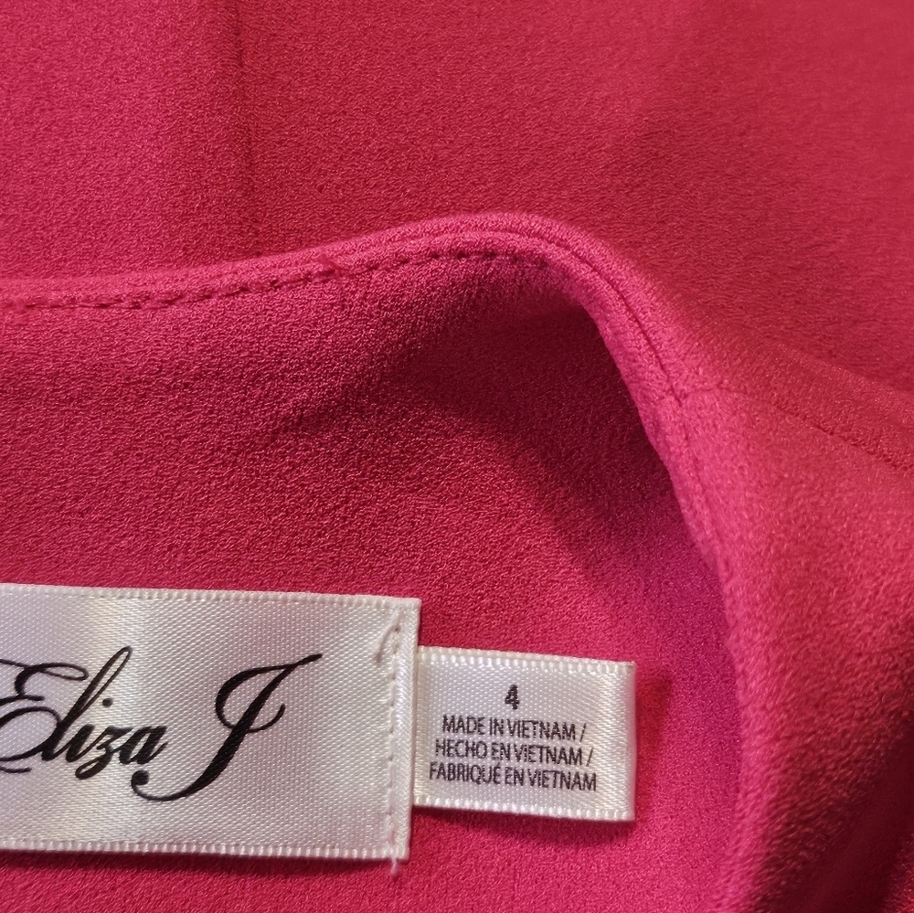 Eliza J Sleeveless Stretch Crepe Shift dress with Bow detail Hot Pink Size 4 - Picture 12 of 16